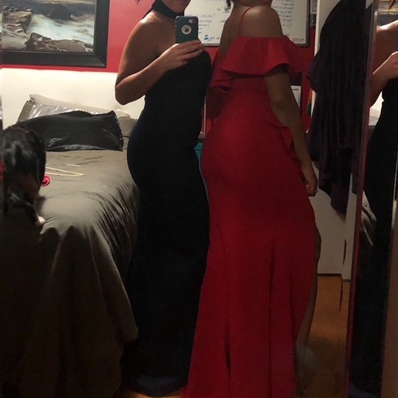 Betsy and Adam Red Ruffle Gown - Picture 5 of 7